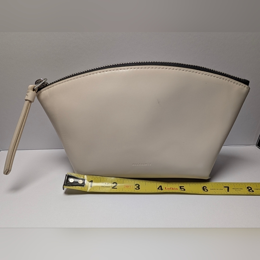 Small White leather AllSaints Anais Pouch Makeup Case